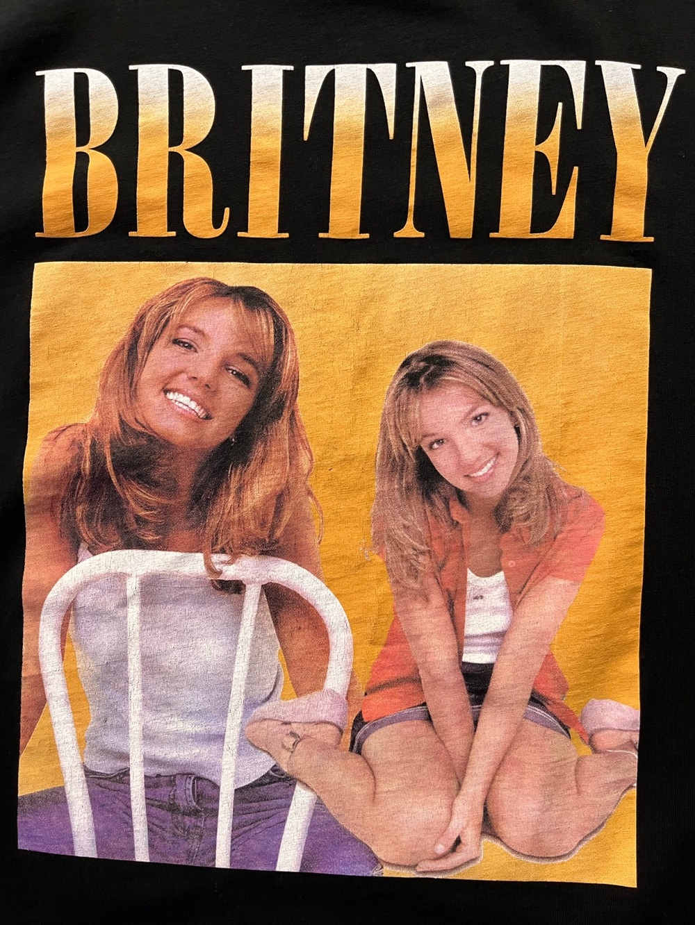 Britney Spears Graphic Black Tee with Bold Yellow 'BRITNEY' Print